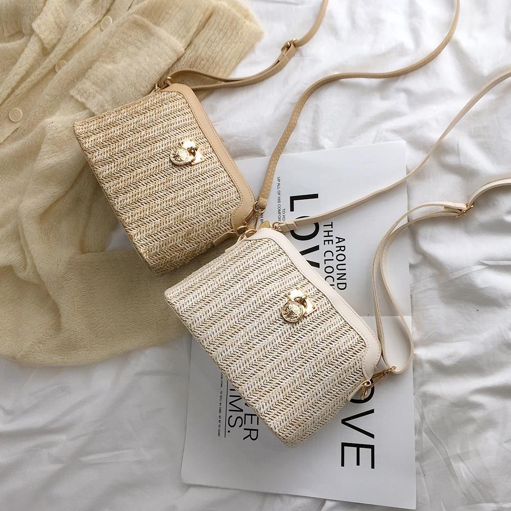 Túi Cói Đeo Vai Bằng Da PU Phong Cách Boho Thời Trang Cho Nữ