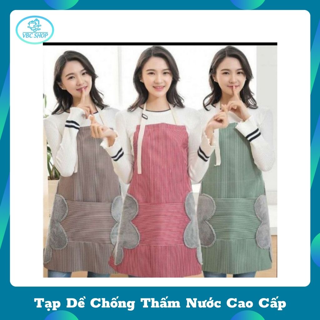 Tạp Dề Nấu Ăn Có Khăn Lau Tay Bên Hông Tiện Lợi, Tạp Dề Nấu Ăn Chống Thấm Nước Cao Cấp