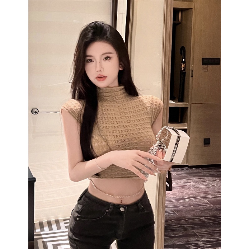 Áo Croptop Dệt Kim Sát Nách Thiết Kế Trẻ Trung Cho Nữ