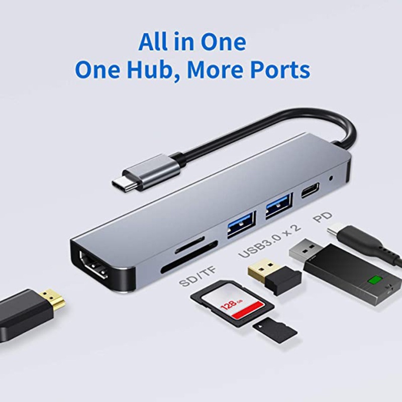 Bộ Chuyển Đổi Hub USB C 6 Trong 1 USB-C Và 2 Cổng USB-A 5Gbps Chất Lượng Cao