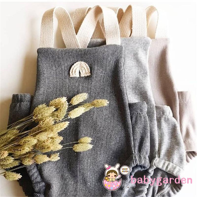 Bộ áo liền quần cổ vuông không tay thêu hình cầu vồng dành cho bé trai