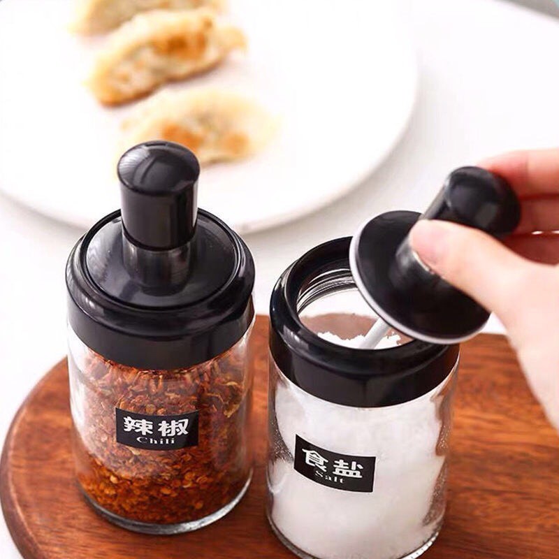 Hũ Đựng Gia Vị Kèm Muỗng Chống Ẩm Ướt Cực Xịn