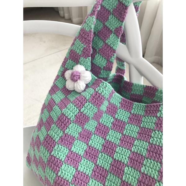 Checkered tote bag túi tote hoạ tiết kẻ caro size to