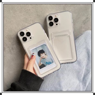 Ốp Điện Thoại Mềm Trong Suốt Chống Sốc Có Ngăn Đựng Thẻ Cho iPhone 13 12 11 Pro Max Mini XR XS Max X 8 7 6 6s Plus SE 2020