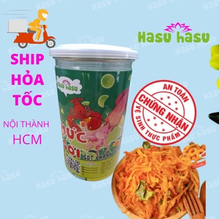 Mực sợi sốt chanh Tomyum cay Hasu Hasu 220g đồ ăn vặt Sài Gòn vừa ngon vừa rẻ