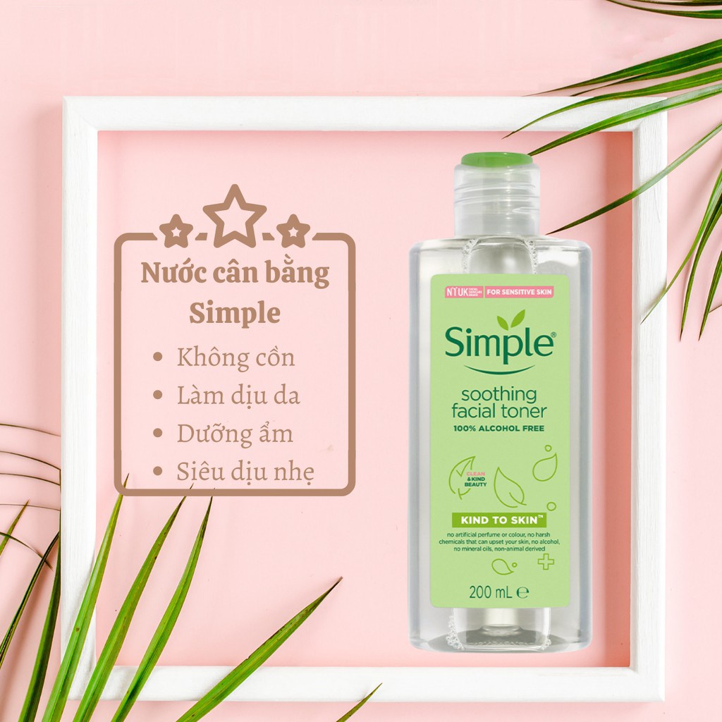 [MẪU MỚI] Nước Hoa Hồng Soothing Facial Toner Simple cân bằng ẩm cho da  200ml | BigBuy360 - bigbuy360.vn