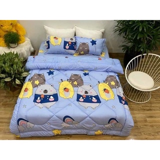 Bộ ga gối chăn phao 5 món poly cotton 2021
