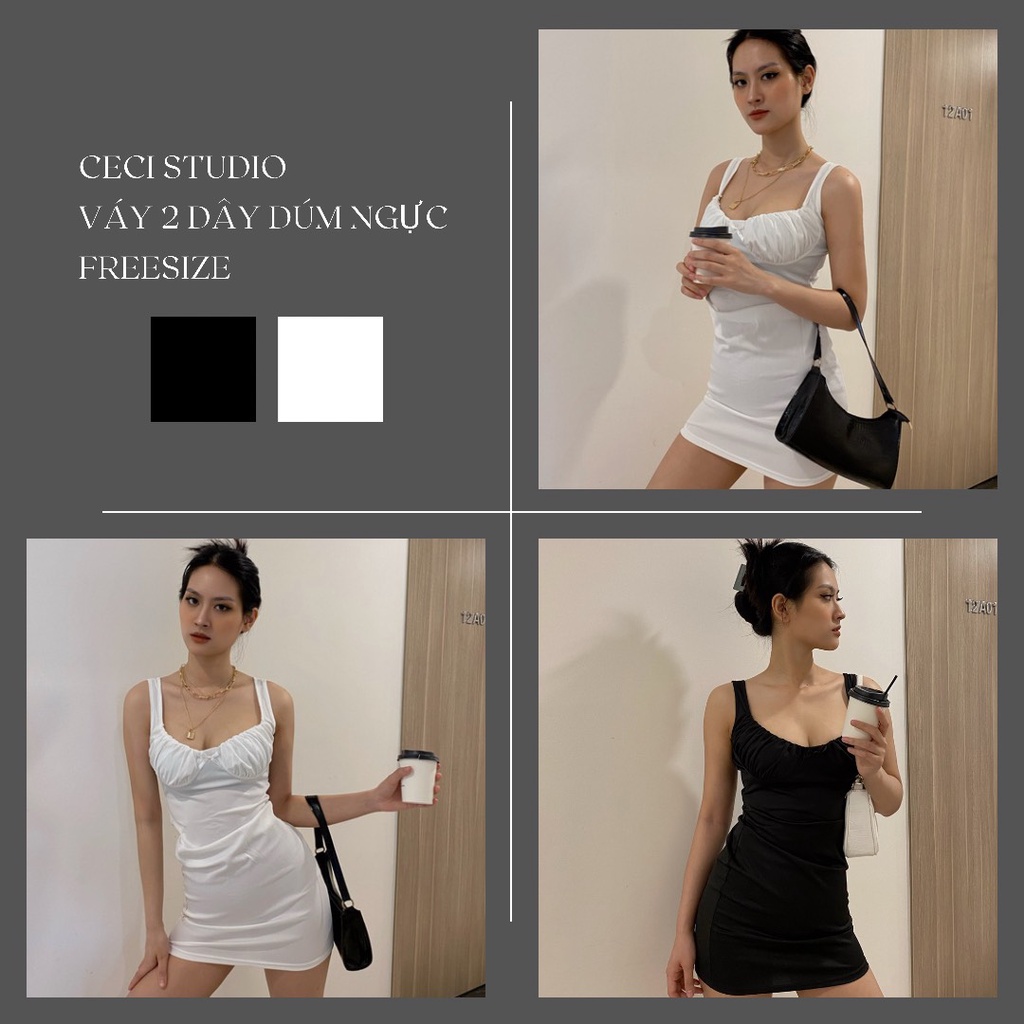(ẢNH + VIDEO THẬT) Váy Hai Dây Cổ Chữ U Ôm Dáng Gợi Cảm Dành Cho Nữ
