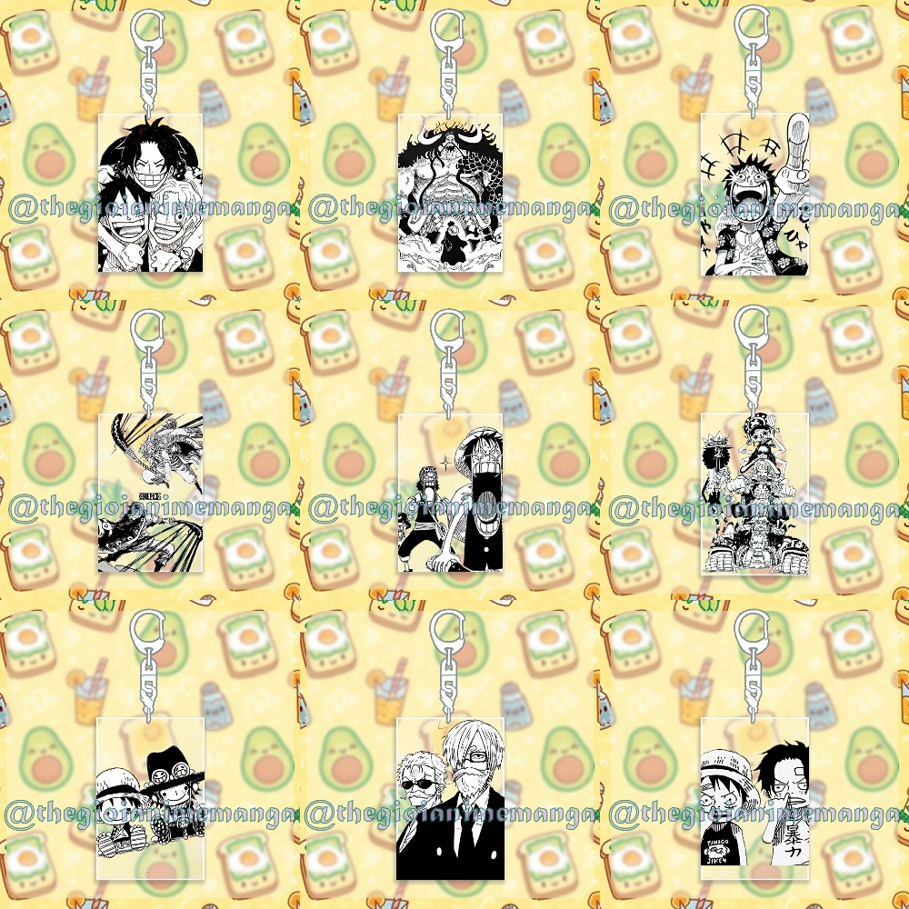( ĐEN TRẮNG ) Móc khóa ONE PIECE ĐẢO HẢI TẶC anime chibi xinh xắn mica trong acrylic