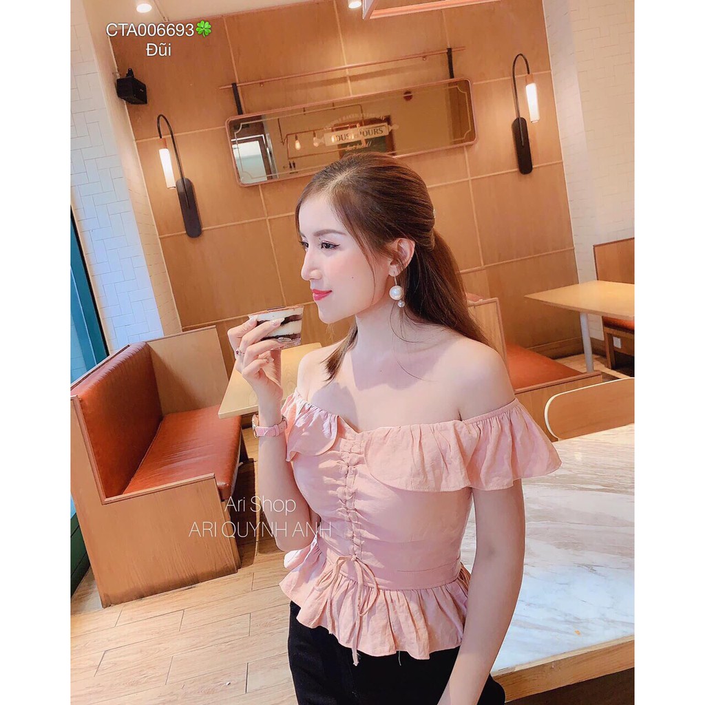 Áo Voan Kiểu Hai Dây Cúp Ngực Phối Tay Rớt Mẫu Mới Thời Trang TTS0855