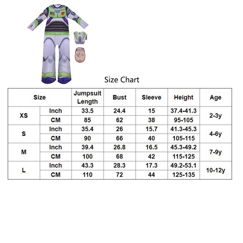 Toy Story Buzz Jumpsuit kid Cosplay Halloween Party Costume boy Gifts