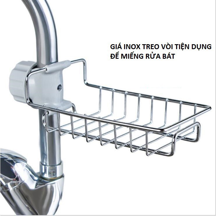 Giá Inox Treo Vòi Nước Cho Nhà Bếp, Giá Để Đồ Như Giẻ Rửa Bát, Chén Đĩa và Miếng Cọ Nồi, Chảo, Kingler 4010