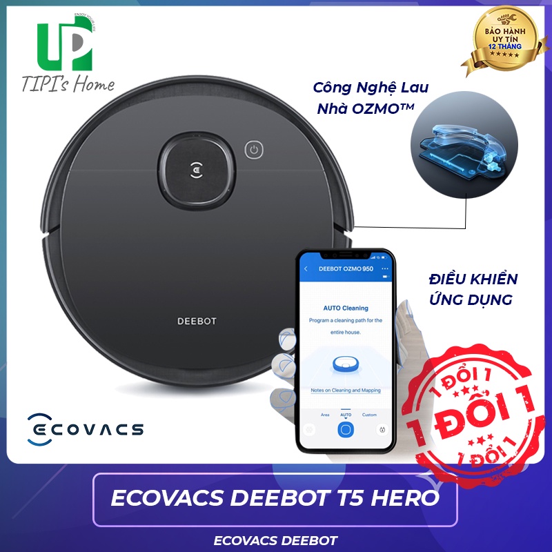 Robot hút bụi lau nhà Ecovacs Deebot T5 Hero (dx96) chính hãng new 100%, full box, tặng tài khoản app - TIPI Home Shop
