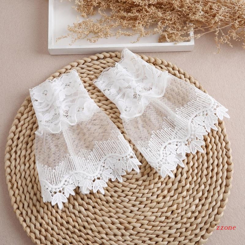 Zzz Vòng Tay Áo Loe Xếp Ly Phối Ren Màu Trắng Trang Trí Đám Cưới Dành Cho Nữ