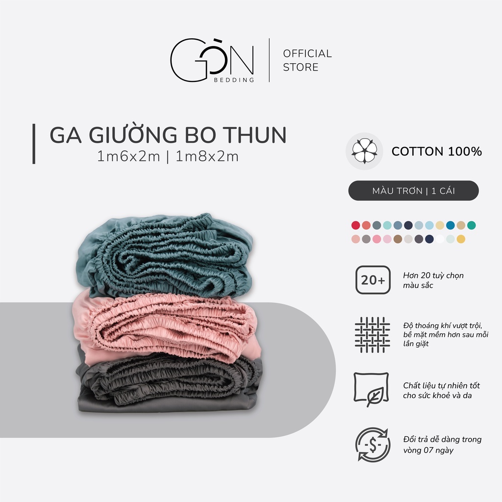 Ga Giường Bo Thun Gòn Bedding Cotton Satin Hàn Quốc 1m6x2m - 1m8x2m