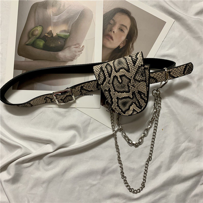 New Korean Version Of The Mini Hipster Belt Small Bag Punk Chain Olive Fashion Pocket Decorative Belt Ins