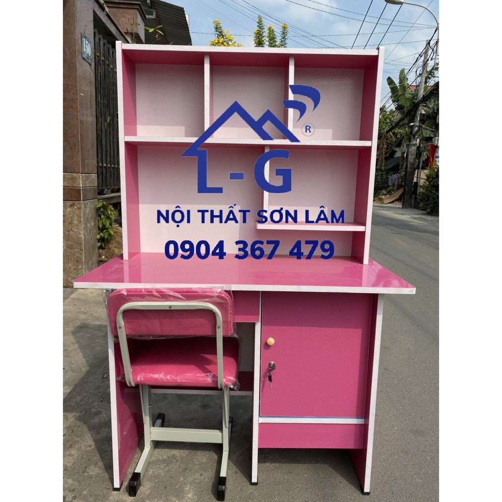 Bàn học sinh liền kệ giá rẻ 1m , 1m2 màu hồng cho bé | BigBuy360 - bigbuy360.vn