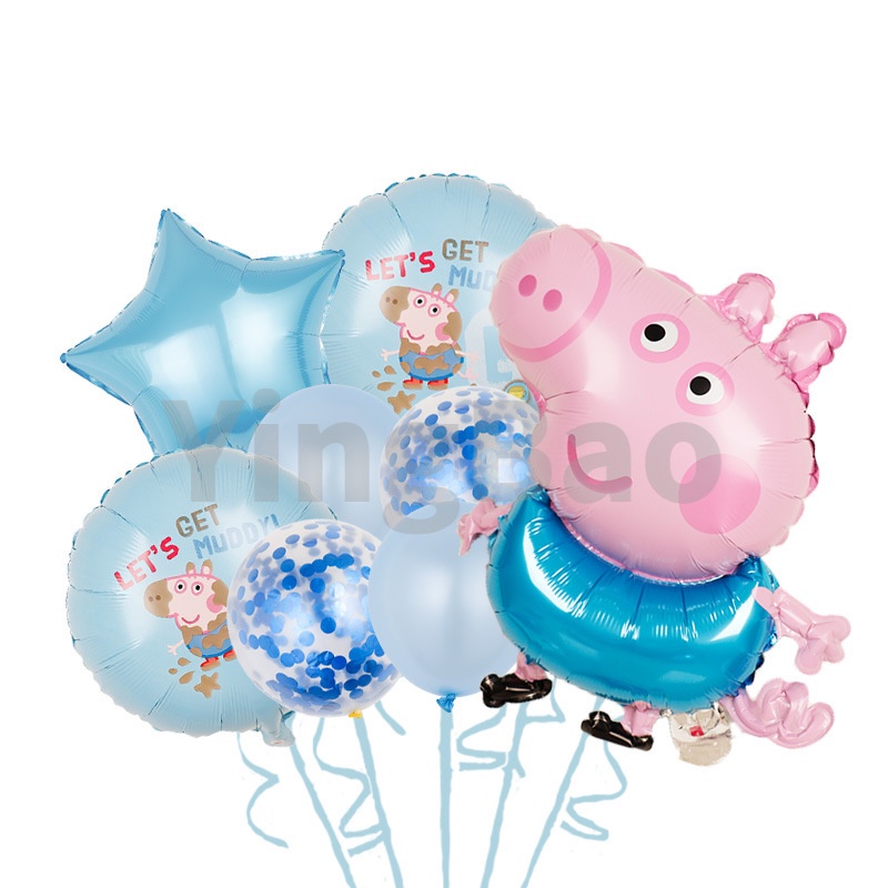 Set 5/8 Bong Bóng Lá Nhôm Hình Chú Heo Đáng Yêu Trang Trí Tiệc Sinh Nhật Cho Bé