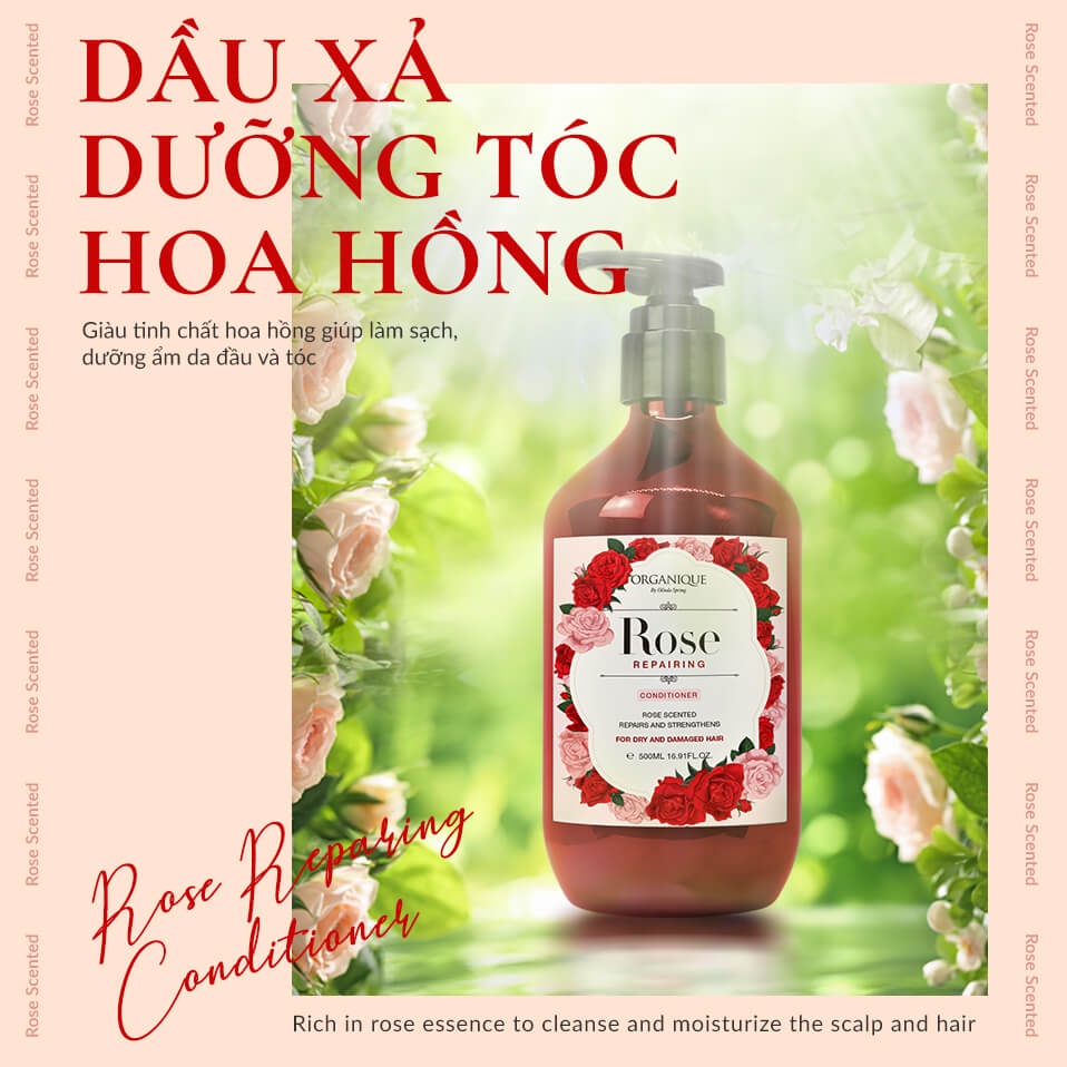 Dầu Xả Organique Dưỡng Tóc Hoa Hồng Rose Repairing Conditioner 500ml