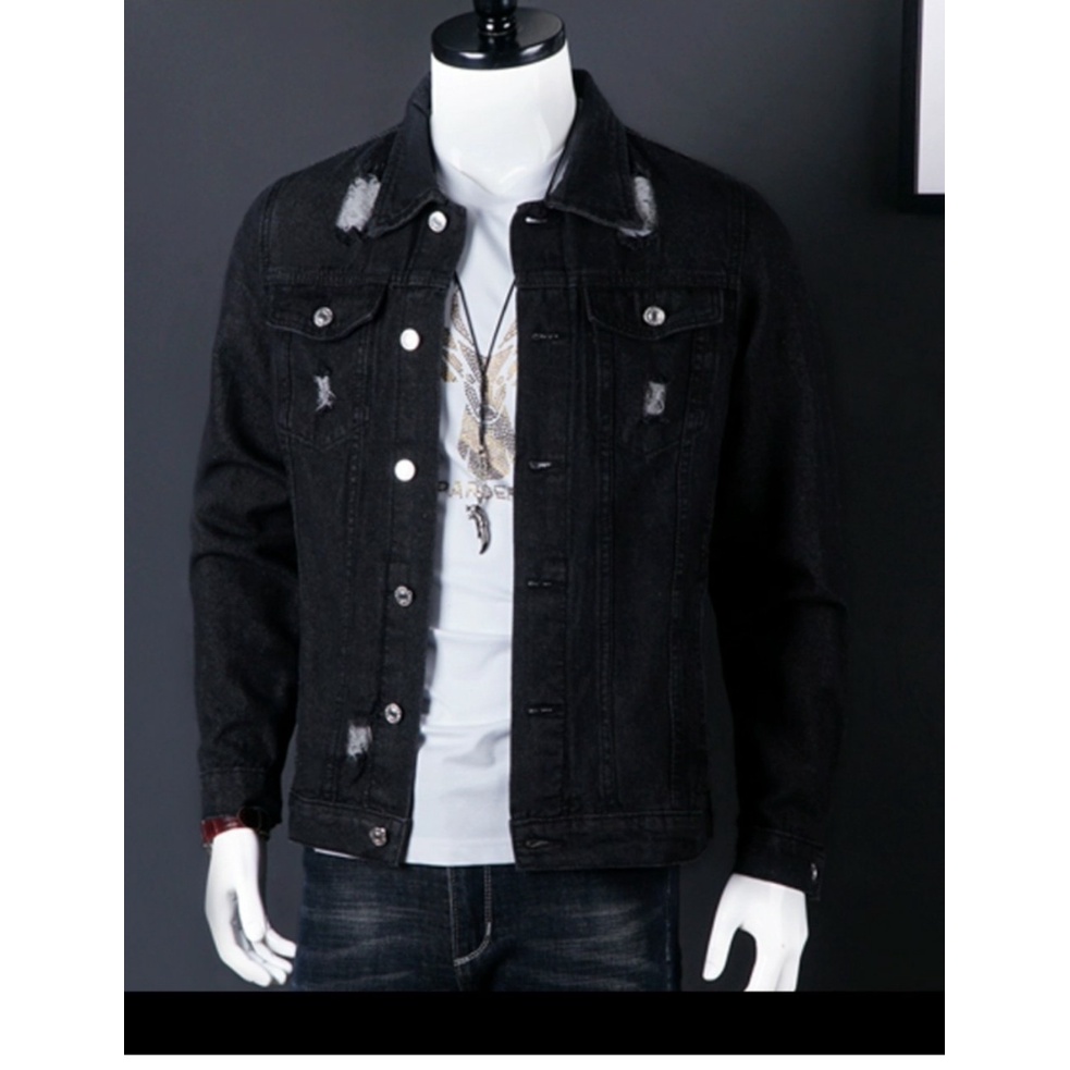 Áo khoác jean nam Vesast form rộng màu đen mẫu mới độc đáo chỉ có tại Chiwawa Shop