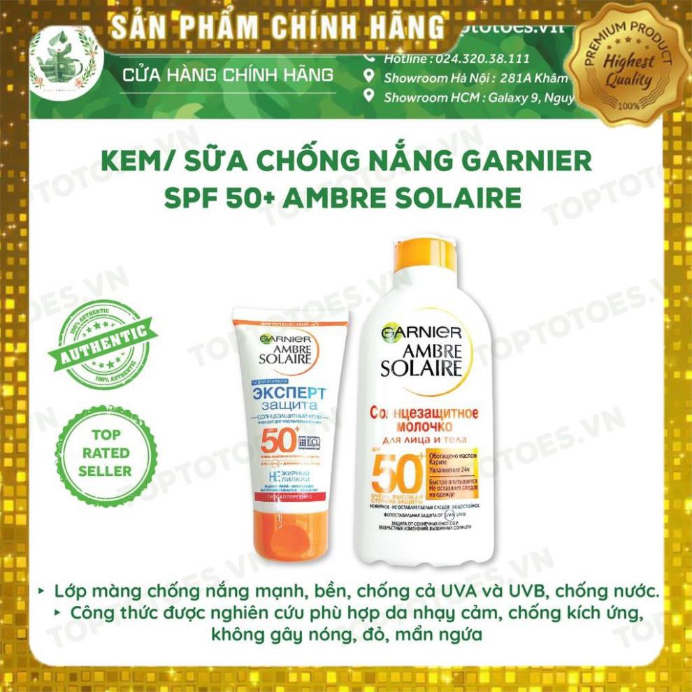 Kem/ Sữa chống nắng Garnier Ambre Solaire SPF 50+ chống nắng phổ rộng & chống nước