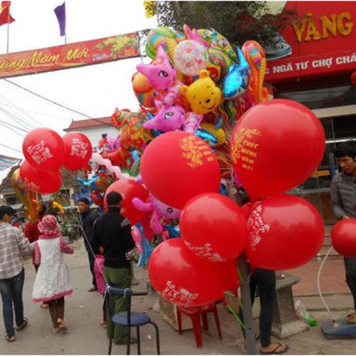 Túi bóng bay Chúc Mừng Năm Mới cực đại, bóng bay tròn 1 túi