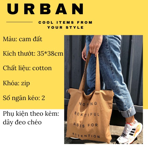 Túi vải đeo chéo cầm tay thời trang nữ Urban Bags