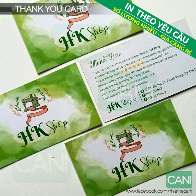 ❁﹊500c In theo yêu cầu Card thank you Nailbox Thiệp cảm ơn  Phiếu quà tặng Giảm giá Thẻ liệu trình Nail box