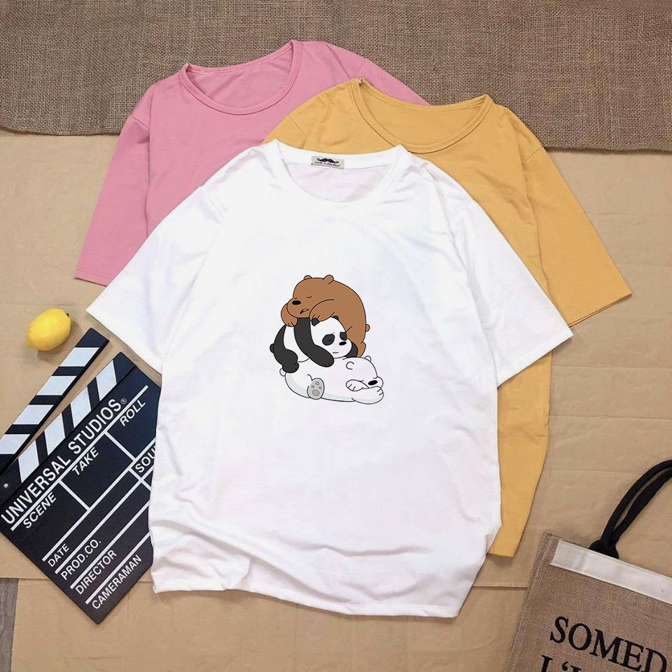 Áo thun nữ tay lỡ form rộng 3 chú gấu vải dày mịn 20N1214