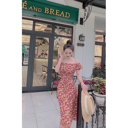 Maxi hoa nhí dáng dài trễ vai tôn dáng siêu tiểu thư, sang chảnh | BigBuy360 - bigbuy360.vn