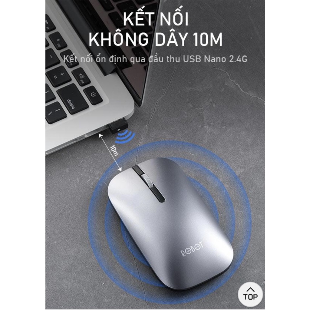 Chuột Quang Không Dây Tĩnh Âm Khoảng Cách Tín Hiệu 10m Độ Phân Giải 1600DPI Bảo Hành Chính Hãng