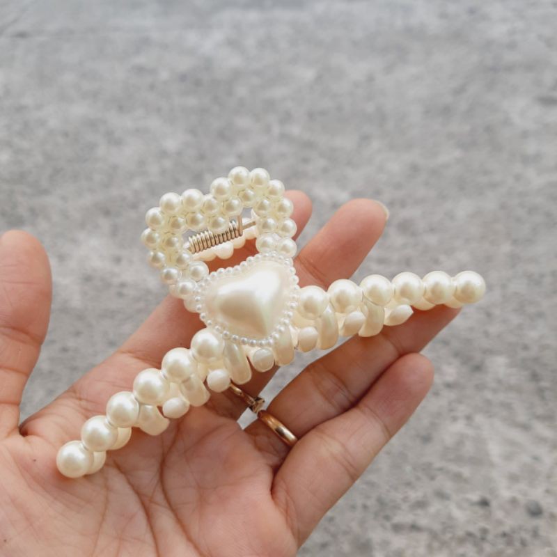 Kẹp tóc đính hạt trái tim siêu xinh (9.5cm)