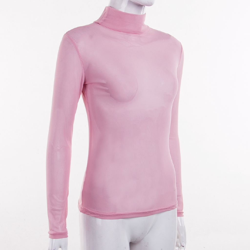 Áo Croptop Lưới Xuyên Thấu Cổ Cao Quyến Rũ Cho Nữ