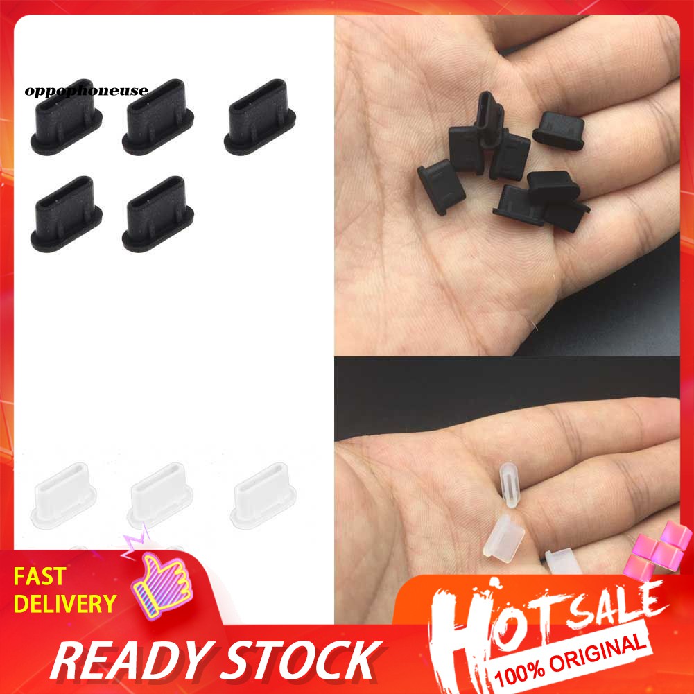 【OPHE】5Pcs Silicone Anti-Dust Type-C Tablet Phone Charger Interface Soft Plug Cover