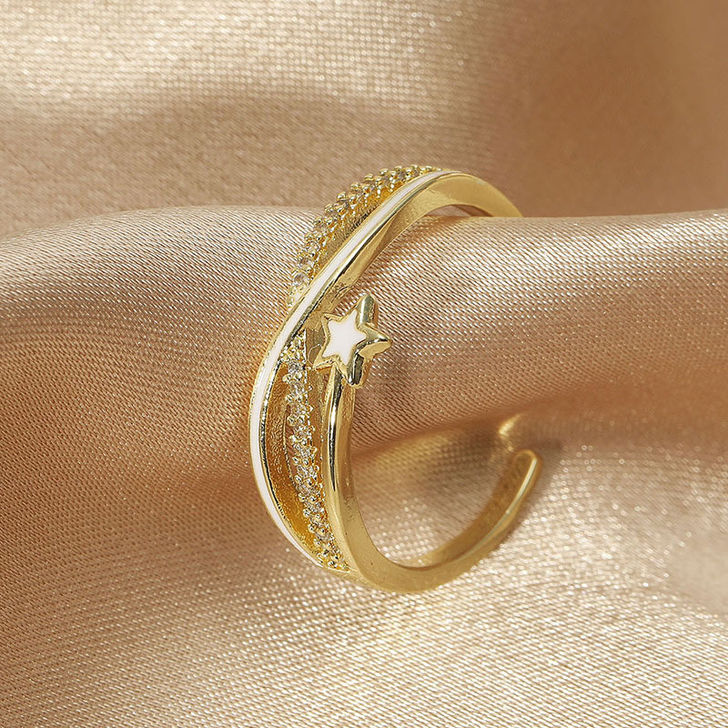 Nhẫn Chất Liệu Kim Loại Đính Đá Thiết Kế Thanh Lịch Dành Cho Nữ