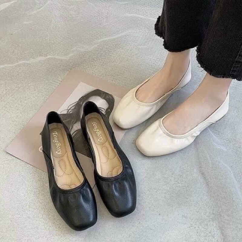 Giày bệt bo chun mũi vuông kèm ảnh thật