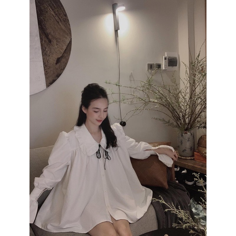 THUYBIESHOP | áo sơmi cổ bèo nơ