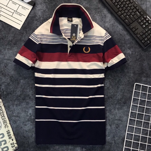 Áo thun sọc ngang cổ bẻ | BigBuy360 - bigbuy360.vn