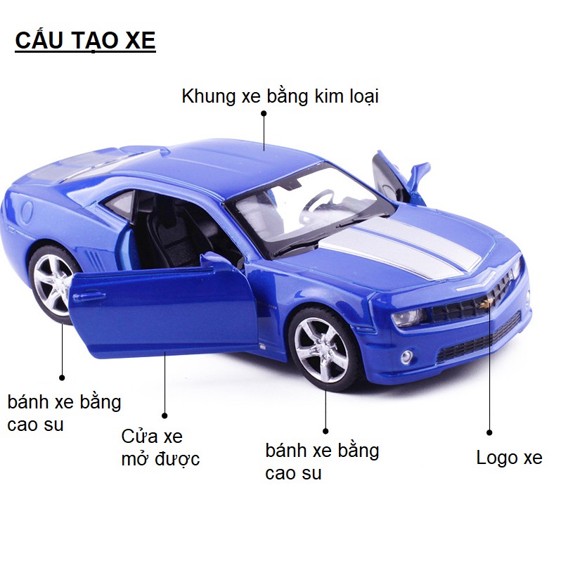 Xe mô hình ô tô đồ chơi trẻ em Chevrolet Camaro tỉ lệ 1:38 bằng kim loại