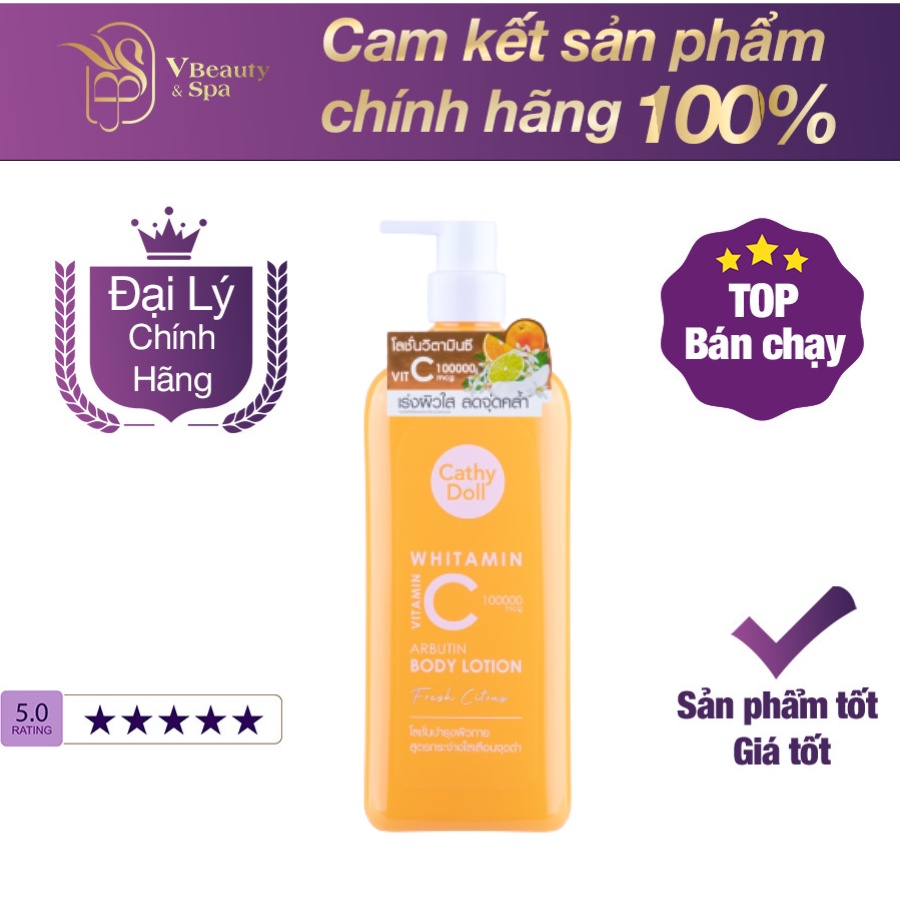 Sữa dưỡng thể trắng da mờ thâm Cathy Doll Whitamin Vitamin C Arbutin Body Lotion 150/450ml
