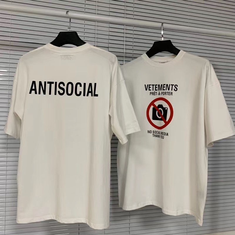 Áo thun ngắn tay V3tements no social media print T-shirt fw20