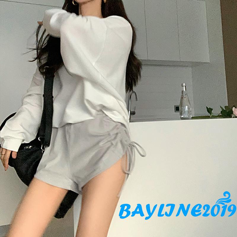 Áo thun tay dài cổ tròn dáng rộng màu sắc thời trang cho nữ