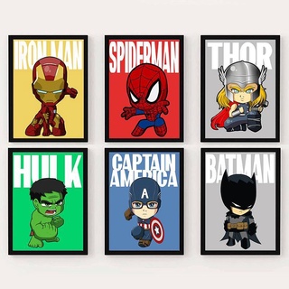 Tranh vải canvas treo tường trang trí hình siêu anh hùng Marvel Avengers