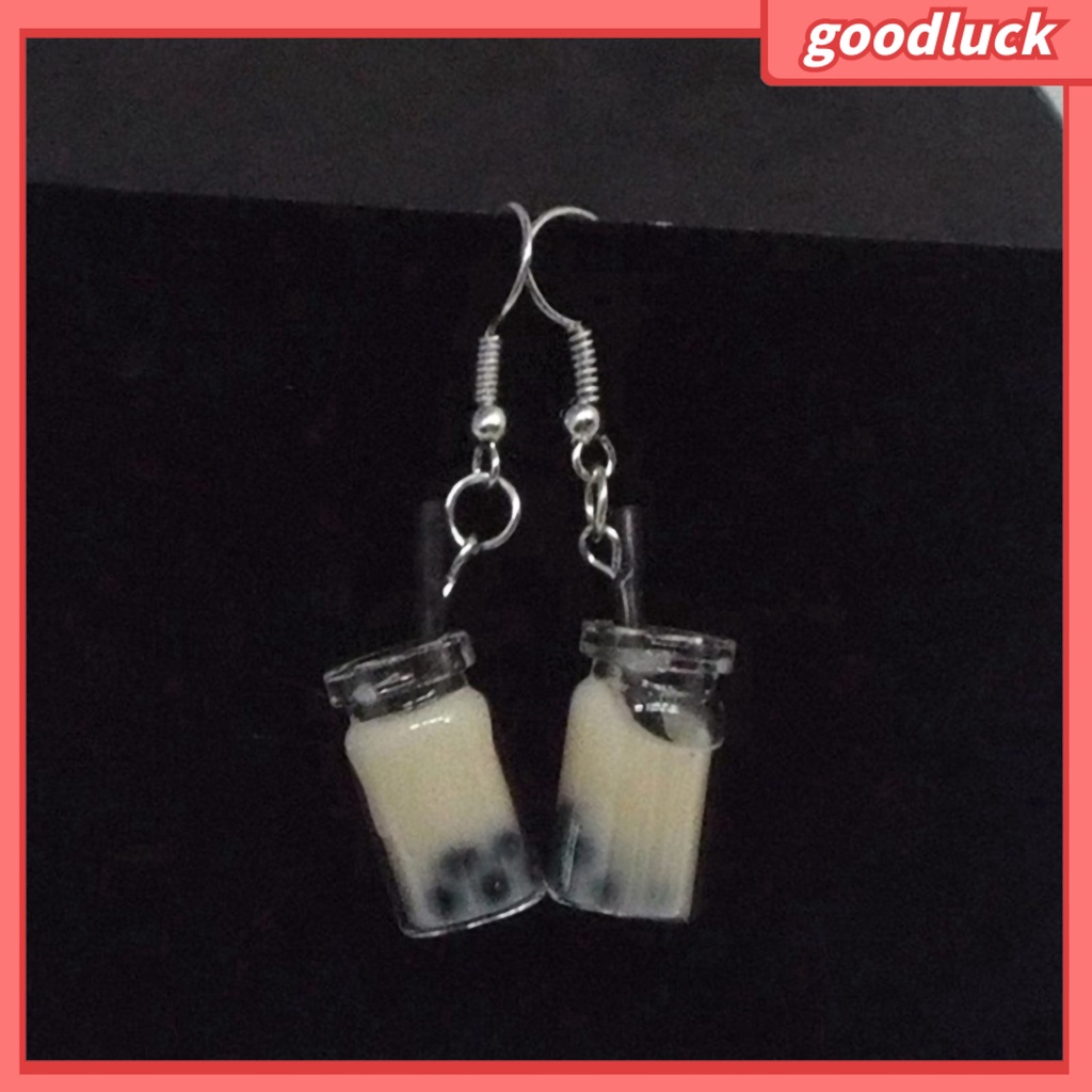ps/Fashion Women Bubble Tea Drink Dangle Long Ear Hooks Earrings Jewelry Decor
