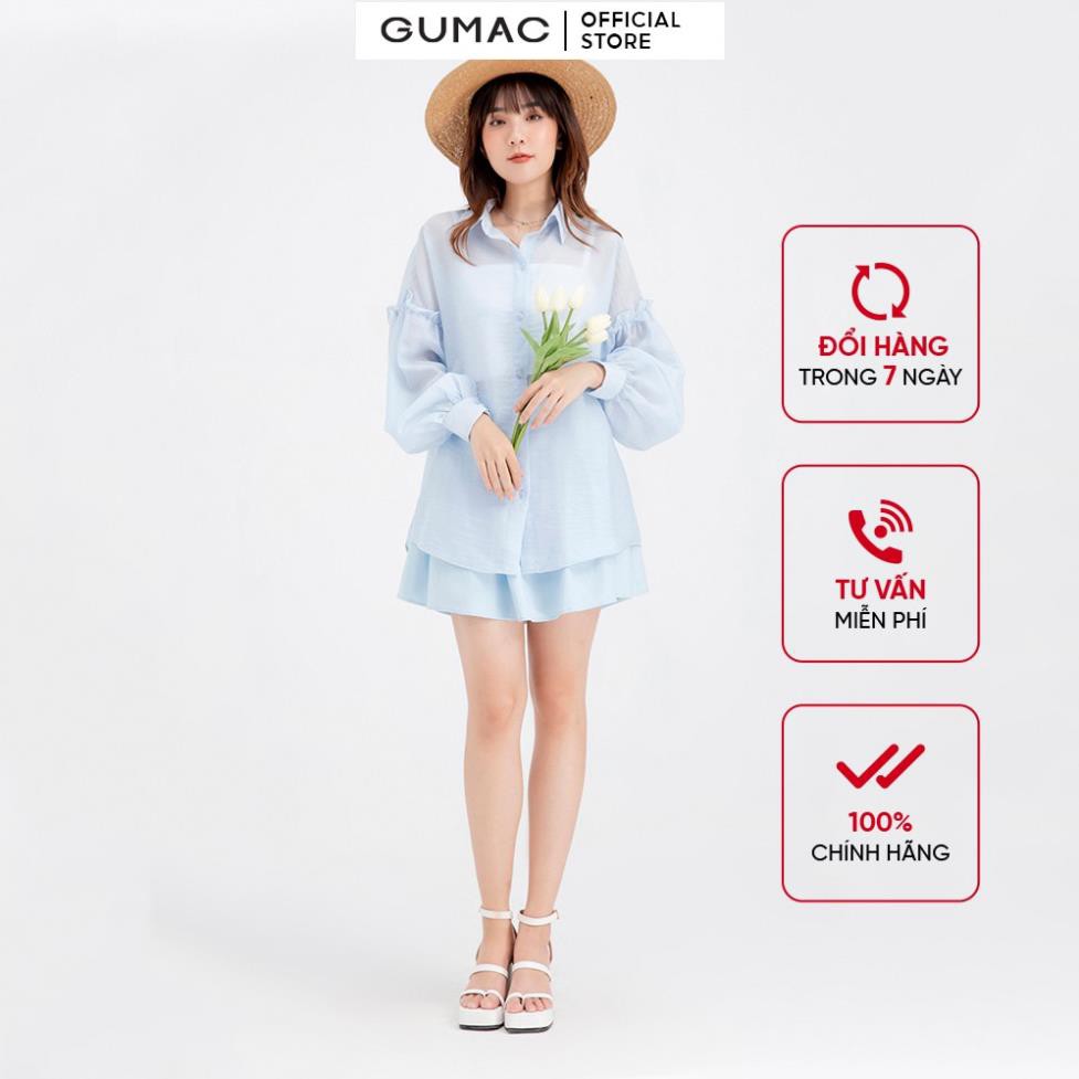 Áo sơ mi nữ phom rộng vải tơ GUMAC AB6119 😍