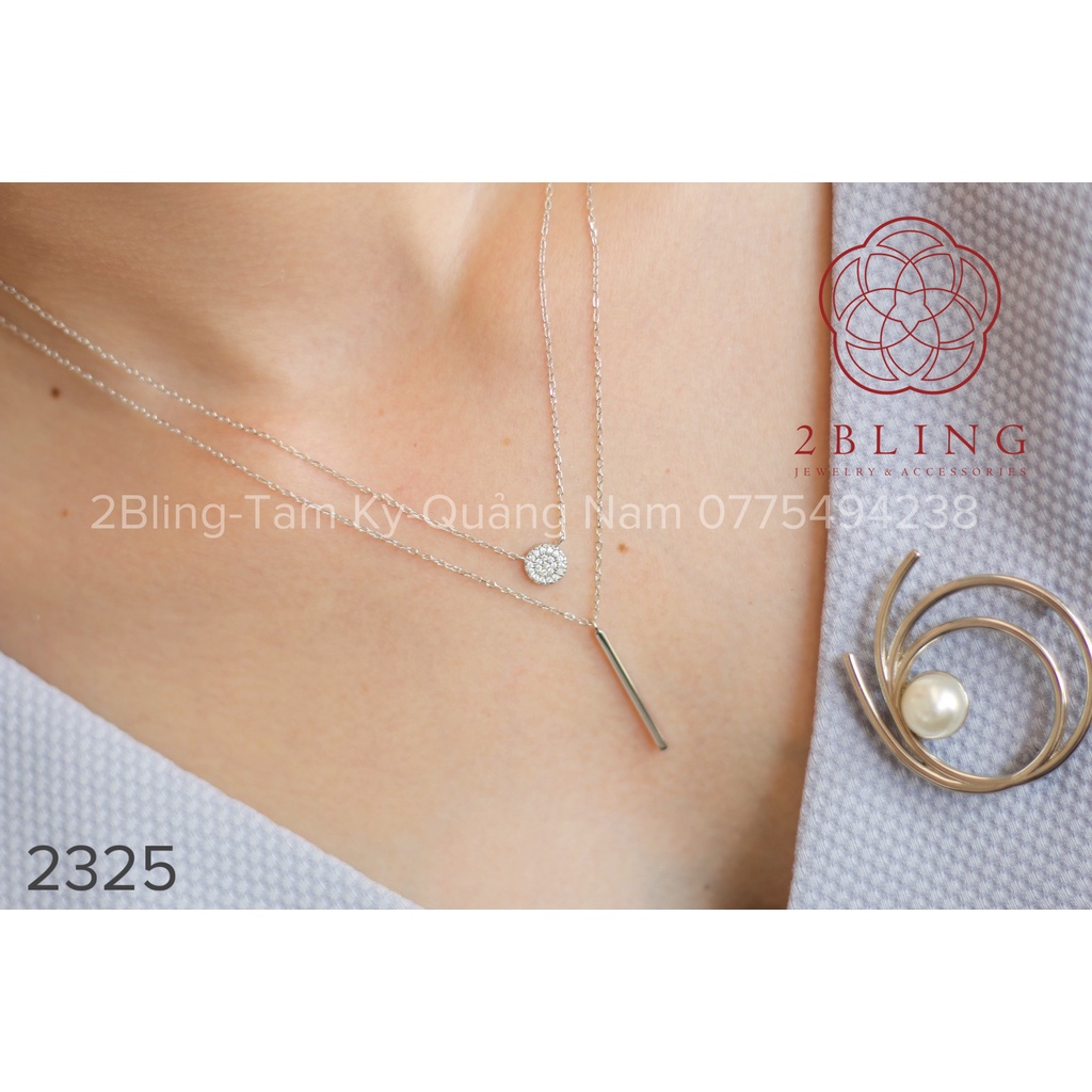 Dây chuyền Layer 2Bling phong cách thời trang Hàn Quốc mặt đính đá - 2325