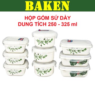 Bộ 3 Hộp Đựng Cơm Giữ Nhiệt Bằng Sứ HAPPYCOOK – Hộp Cơm Văn Phòng – Vuông – Tròn – Chữ Nhật - BAKEN
