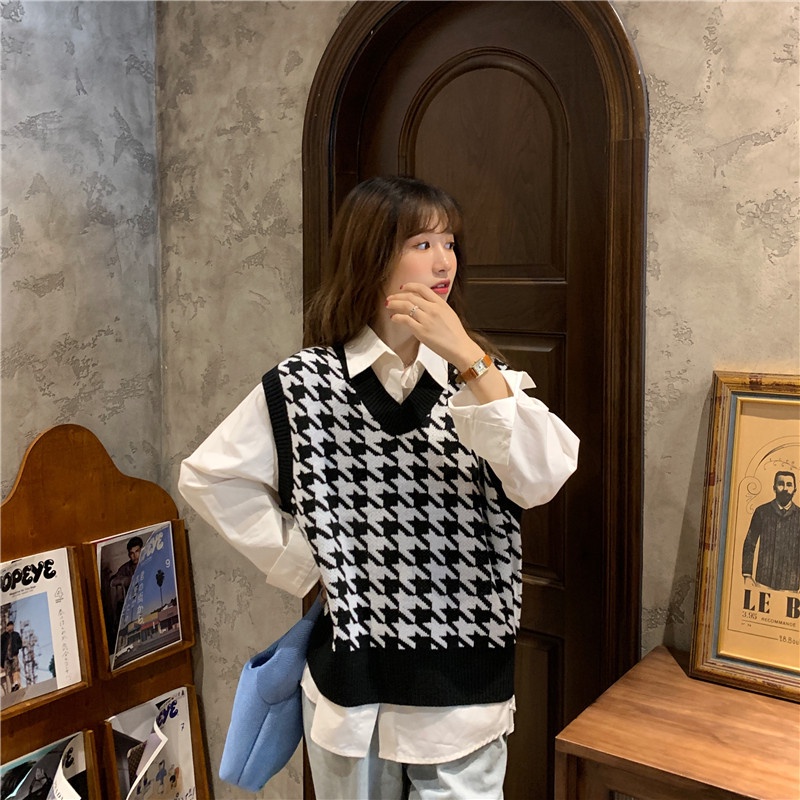 Áo Gile Nữ Cổ V Len Lông Thỏ Bigsize Phong Cách Hàn Quốc Đi Học Đi Chơi Kèm Ảnh Thật TOPBRA