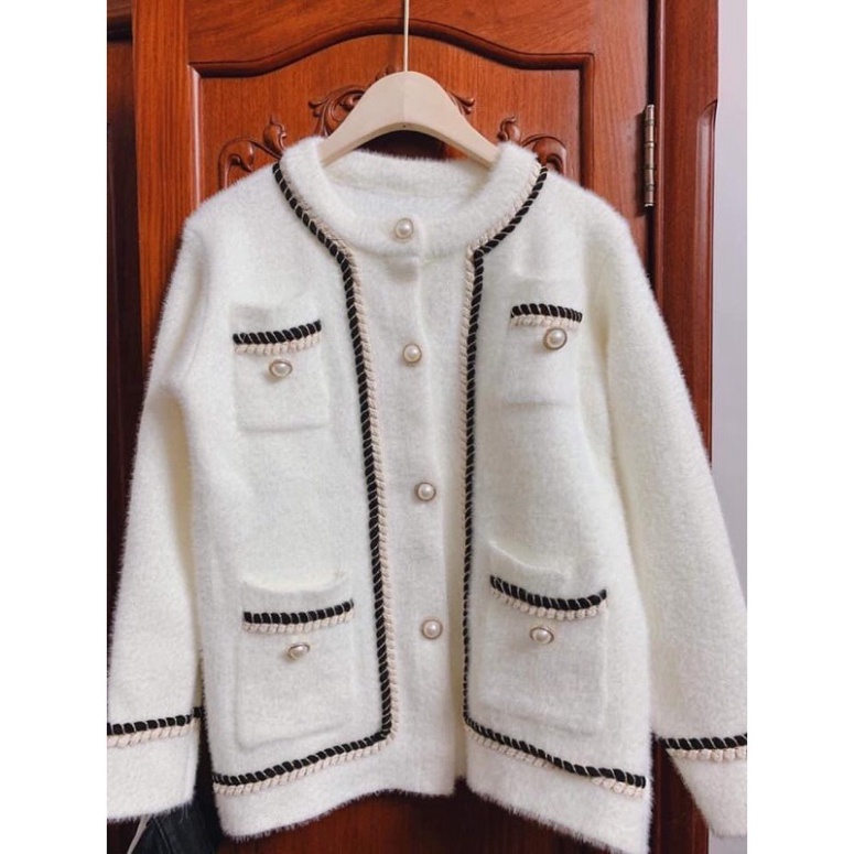 Áo cadigan ép dạ len lông thỏ hàng cao cấp có sẵn - Hàng nhập khẩu