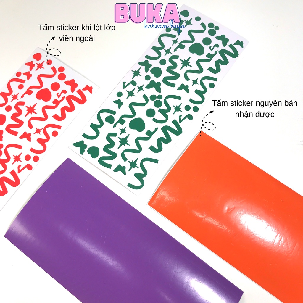 Sticker trang trí toploader Buka sticker ruy băng họa tiết nhỏ decor toploader đựng ảnh Kpop nhiều màu dễ thương